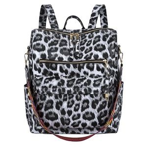 White Leopard Print Backpack